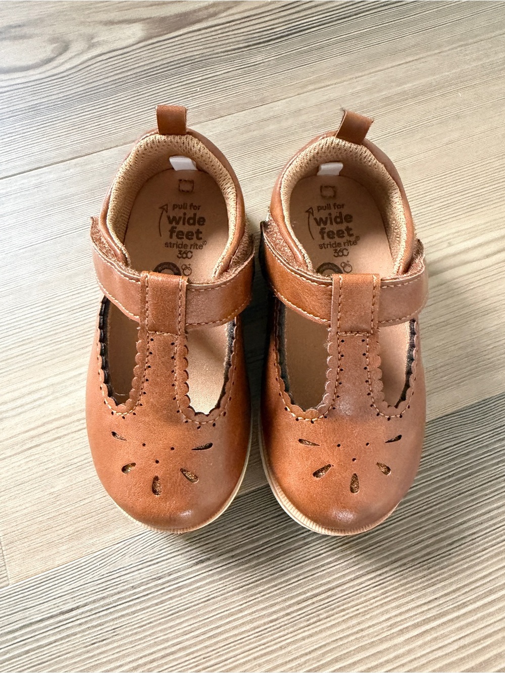 Stride Rite Girls Tan Brown Leather Mary Janes